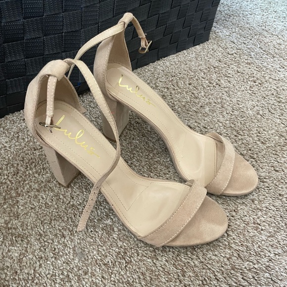 Lulu’s Taylor Natural Suede Ankle Strap Heels - Size 10 - Picture 7 of 7
